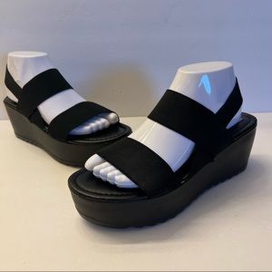Madden Girl Sandra Sandal Black Stretchy Strappy Chunky Y2K Platform Size 9M